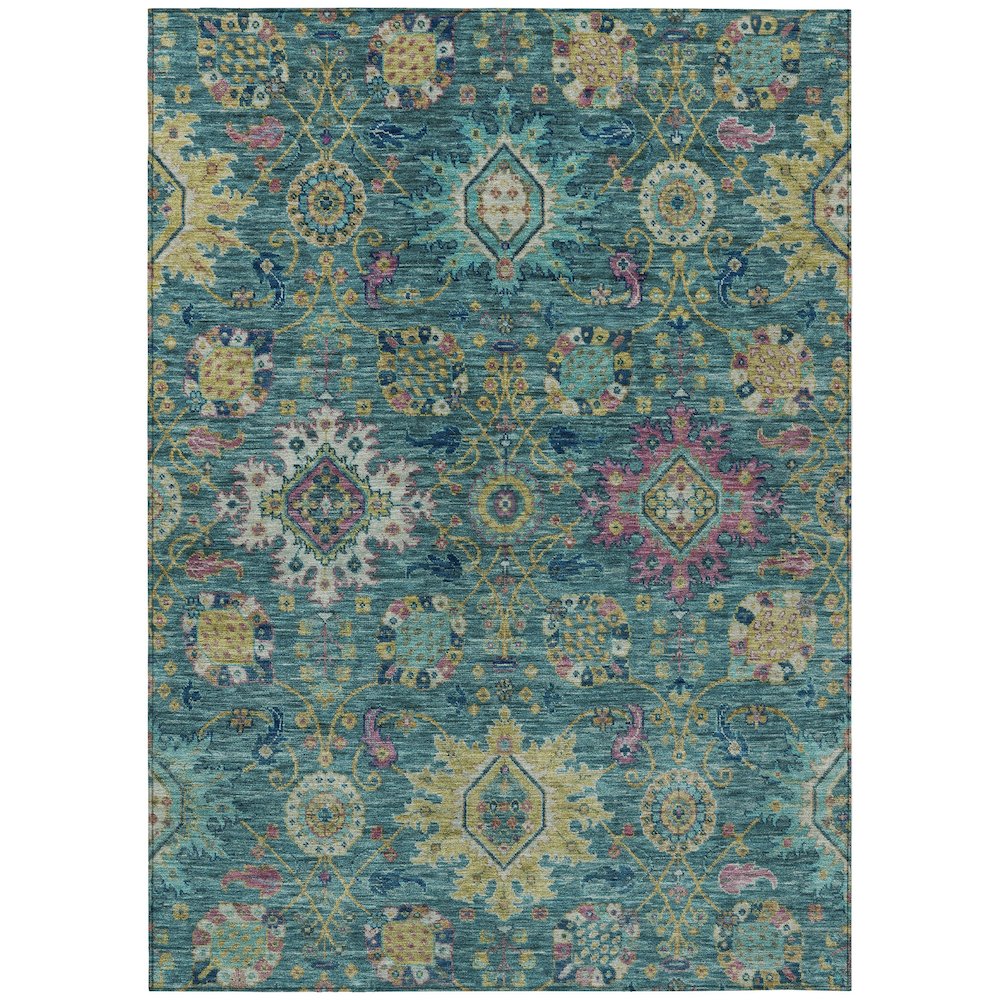 Machine Washable Indoor/Outdoor Chantille ACN2151 Teal 8' x 10' Rug
