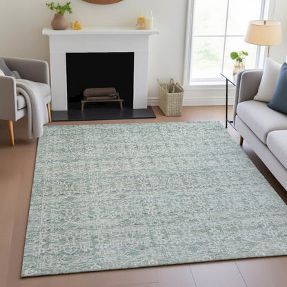 Machine Washable Indoor/Outdoor Chantille ACN2152 Teal 8' x 10' Rug