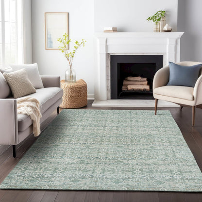 Machine Washable Indoor/Outdoor Chantille ACN2152 Teal 8' x 10' Rug