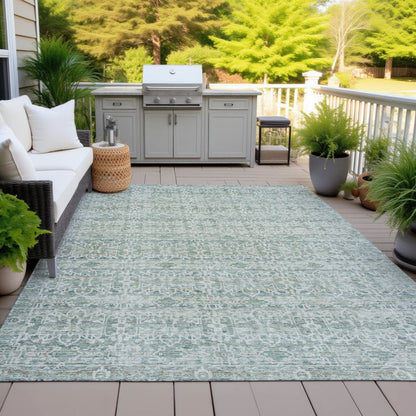 Machine Washable Indoor/Outdoor Chantille ACN2152 Teal 8' x 10' Rug