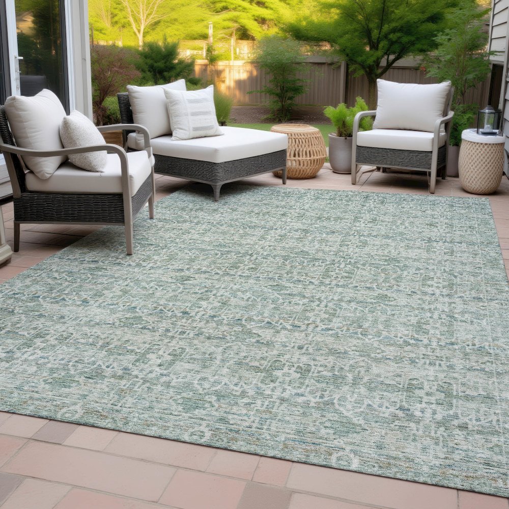 Machine Washable Indoor/Outdoor Chantille ACN2152 Teal 8' x 10' Rug