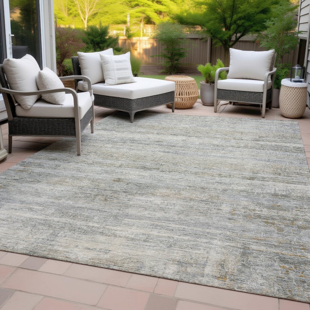 Machine Washable Indoor/Outdoor Chantille ACN2154 Granite 8' x 10' Rug