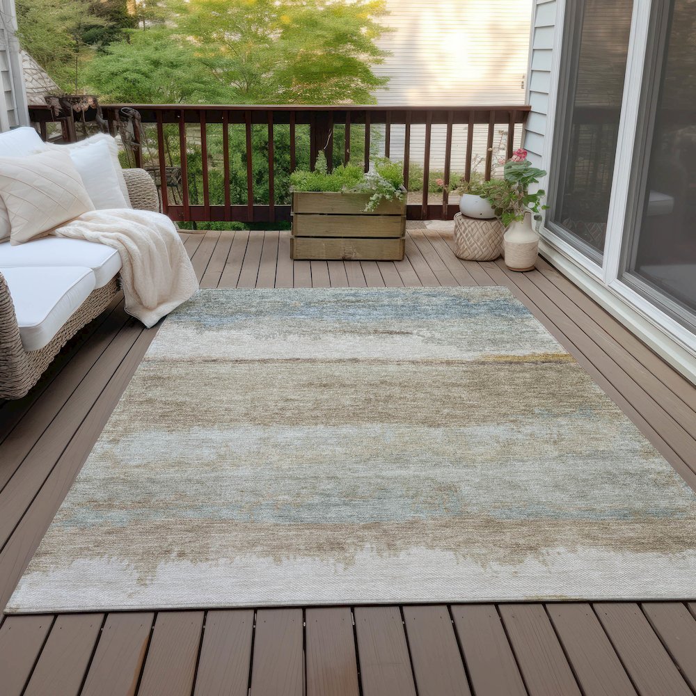 Machine Washable Indoor/Outdoor Chantille ACN2156 Beige 8' x 10' Rug