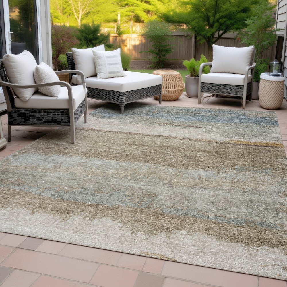Machine Washable Indoor/Outdoor Chantille ACN2156 Beige 8' x 10' Rug