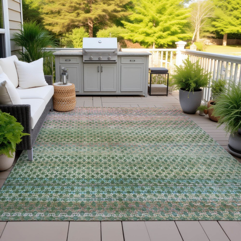 Machine Washable Indoor/Outdoor Chantille ACN2158 Aloe 8' x 10' Rug