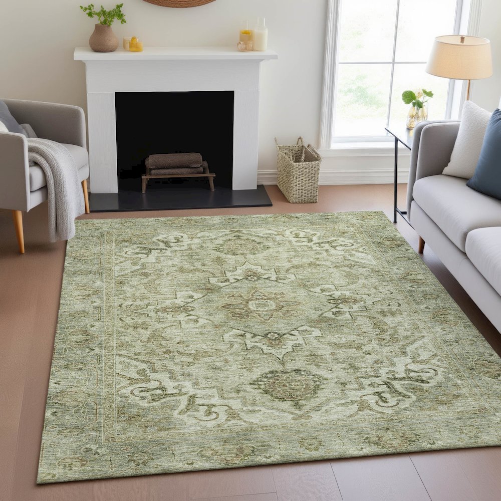 Machine Washable Indoor/Outdoor Chantille ACN2164 Sage 8' x 10' Rug