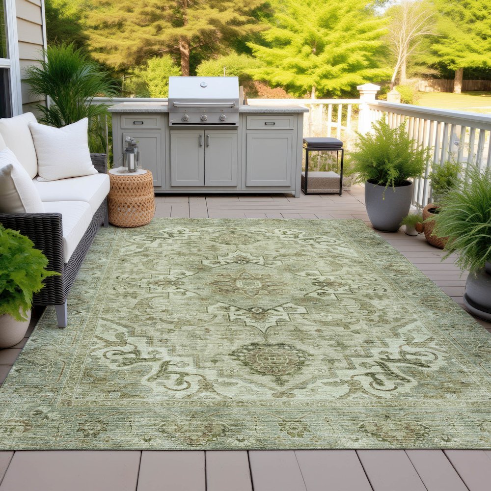 Machine Washable Indoor/Outdoor Chantille ACN2164 Sage 8' x 10' Rug