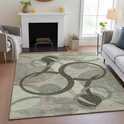 Machine Washable Indoor/Outdoor Chantille ACN2168 Brown 8' x 10' Rug
