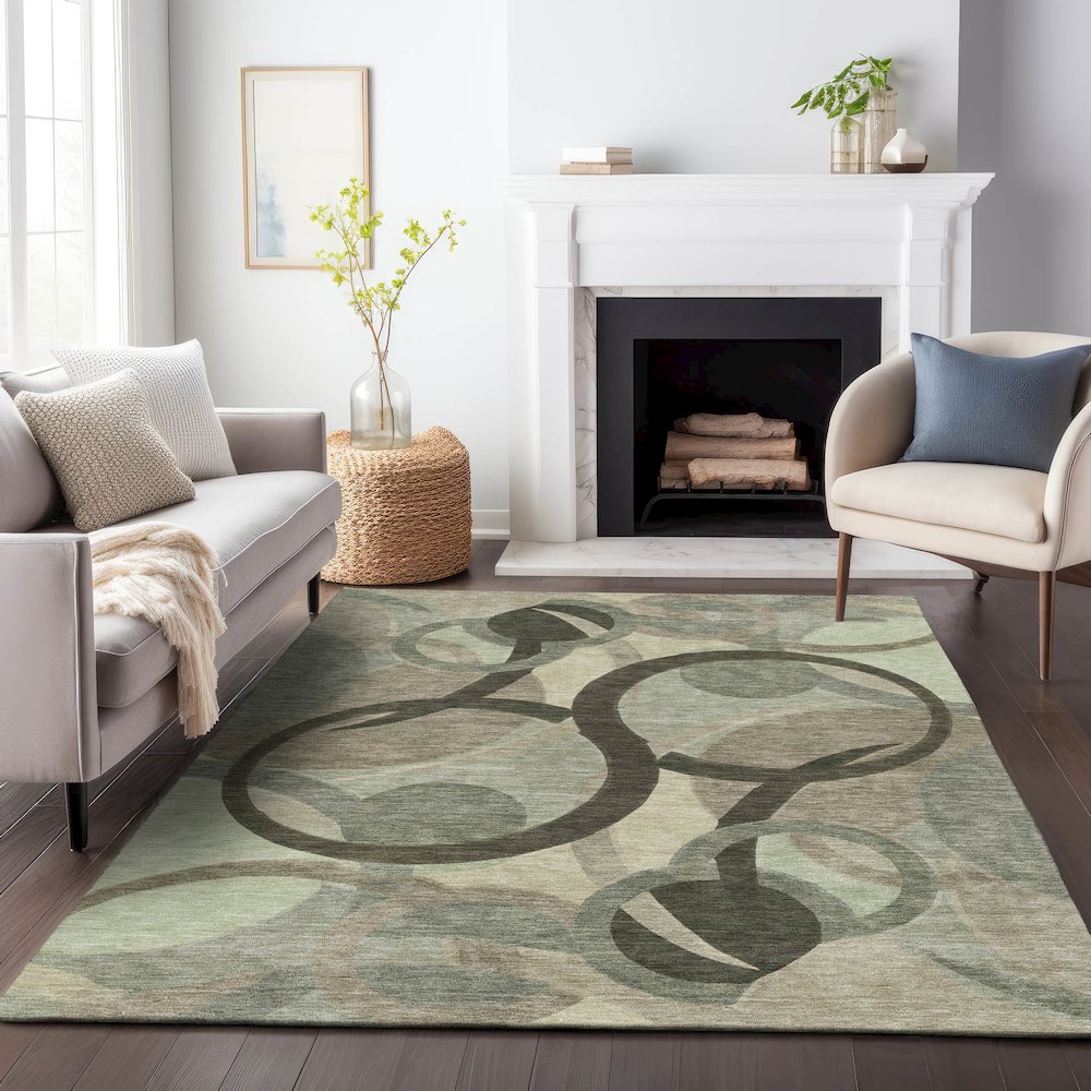 Machine Washable Indoor/Outdoor Chantille ACN2168 Brown 8' x 10' Rug