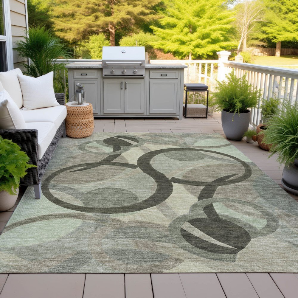 Machine Washable Indoor/Outdoor Chantille ACN2168 Brown 8' x 10' Rug