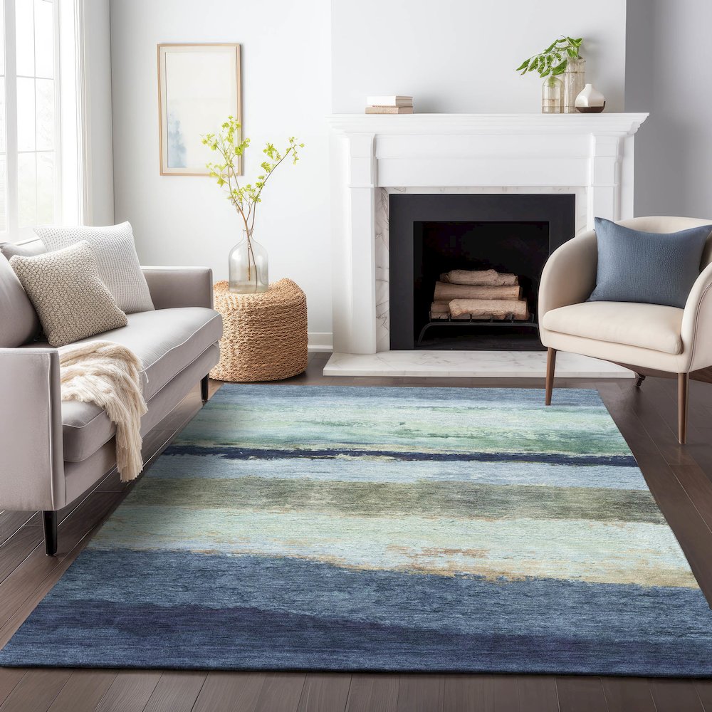 Machine Washable Indoor/Outdoor Chantille ACN2169 Denim 8' x 10' Rug