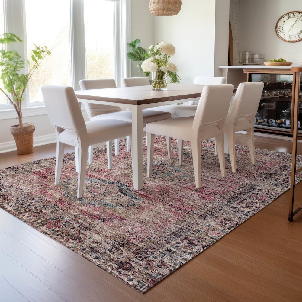 Machine Washable Indoor/Outdoor Chantille ACN2170 Pink 8' x 10' Rug