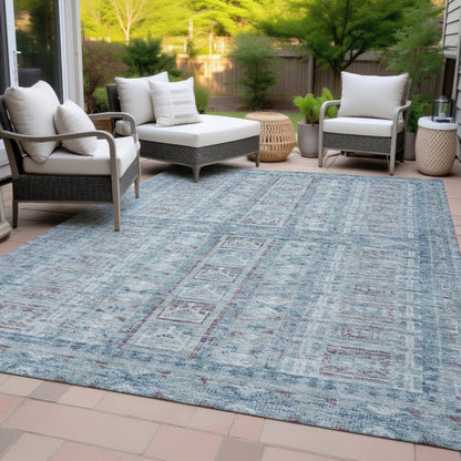 Machine Washable Indoor/Outdoor Chantille ACN2173 Blue 8' x 10' Rug