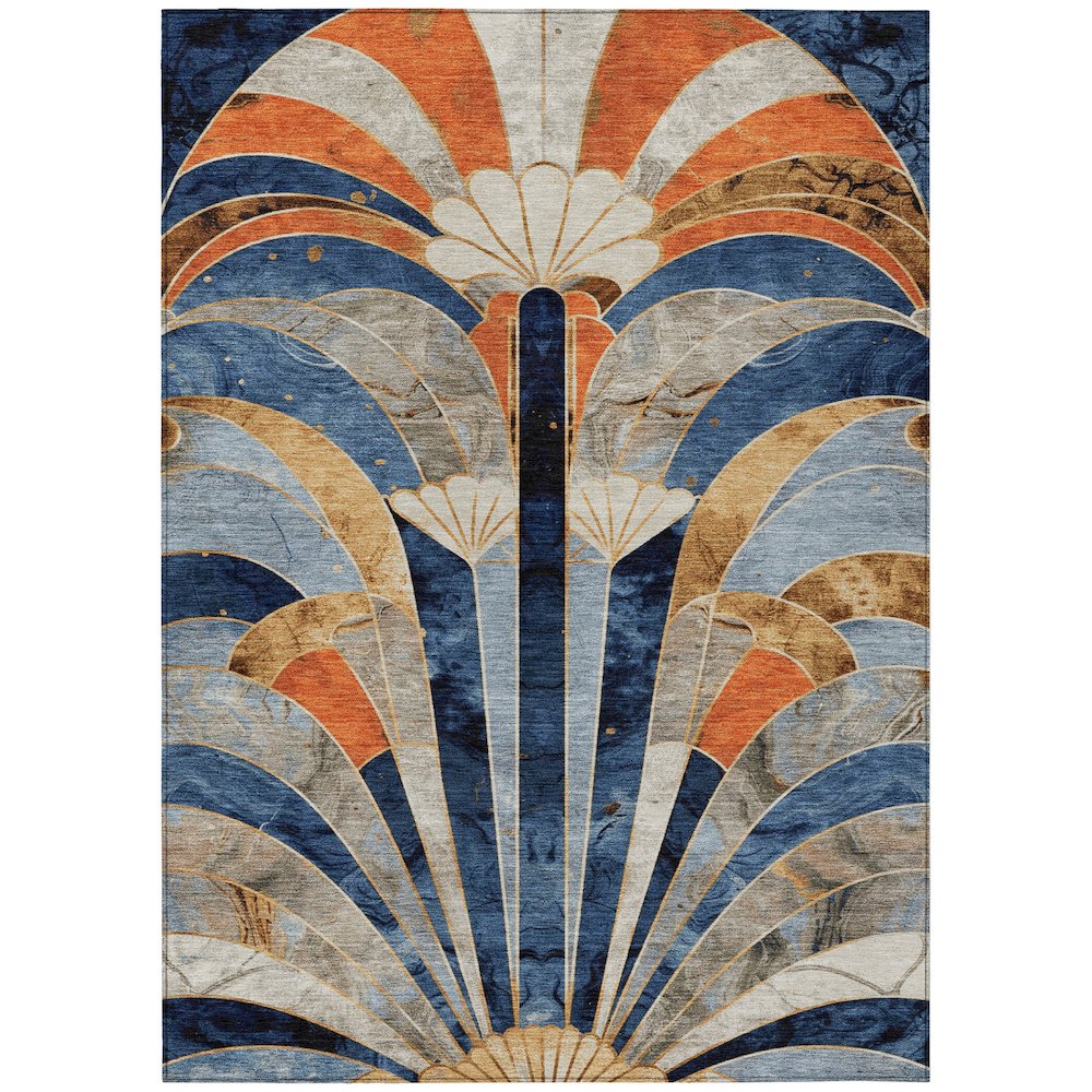 Machine Washable Indoor/Outdoor Chantille ACN2177 Navy 8' x 10' Rug