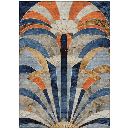 Machine Washable Indoor/Outdoor Chantille ACN2177 Navy 8' x 10' Rug