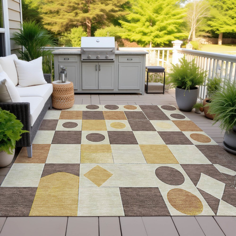 Machine Washable Indoor/Outdoor Chantille ACN2181 Brown 8' x 10' Rug