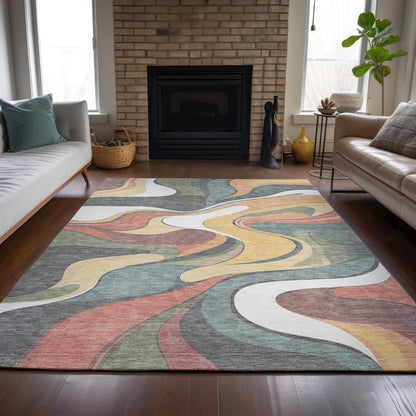 Machine Washable Indoor/Outdoor Chantille ACN2183 Gold 8' x 10' Rug