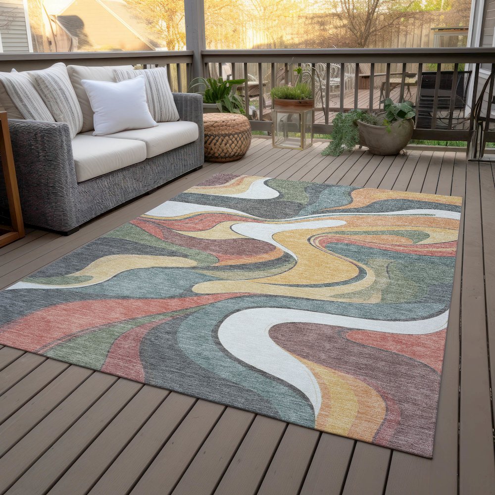 Machine Washable Indoor/Outdoor Chantille ACN2183 Gold 8' x 10' Rug