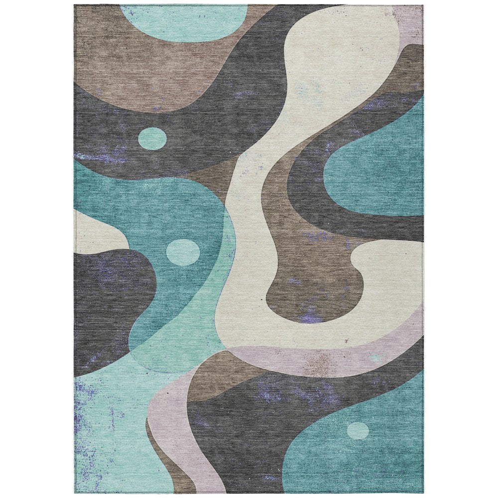 Machine Washable Indoor/Outdoor Chantille ACN2185 Teal 8' x 10' Rug