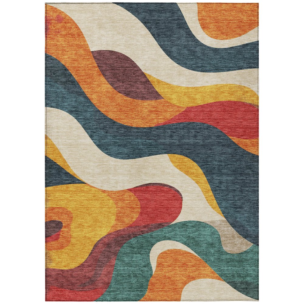 Machine Washable Indoor/Outdoor Chantille ACN2186 Orange 8' x 10' Rug