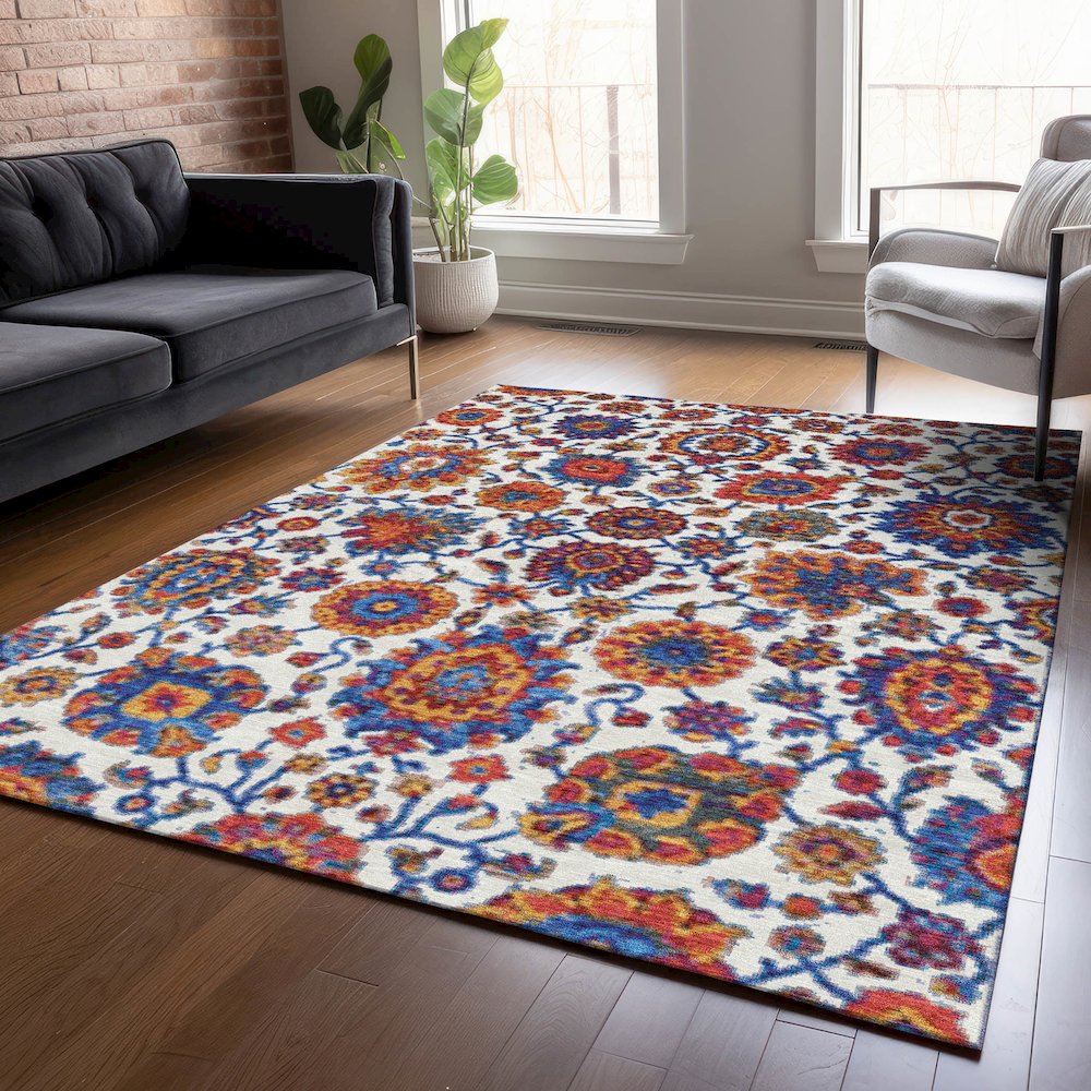 Machine Washable Indoor/Outdoor Chantille ACN2187 Red 8' x 10' Rug