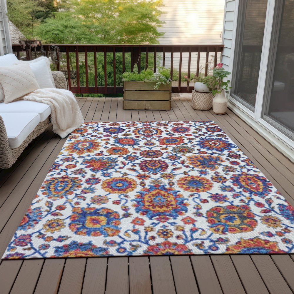 Machine Washable Indoor/Outdoor Chantille ACN2187 Red 8' x 10' Rug