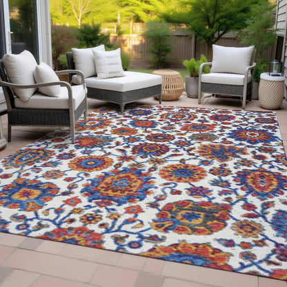 Machine Washable Indoor/Outdoor Chantille ACN2187 Red 8' x 10' Rug