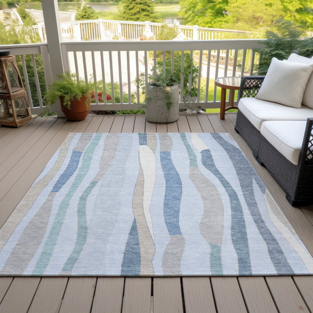 Machine Washable Indoor/Outdoor Chantille ACN2188 Sky 8' x 10' Rug