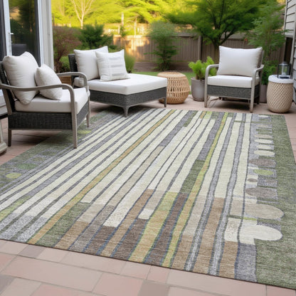 Machine Washable Indoor/Outdoor Chantille ACN2189 Olive 8' x 10' Rug