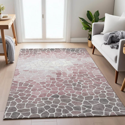 Machine Washable Indoor/Outdoor Chantille ACN2190 Blush 8' x 10' Rug