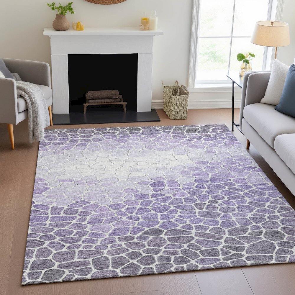 Machine Washable Indoor/Outdoor Chantille ACN2190 Purple 8' x 10' Rug