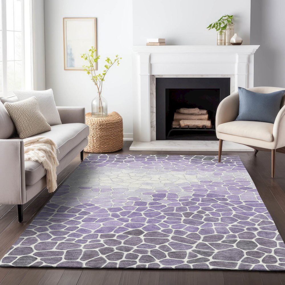 Machine Washable Indoor/Outdoor Chantille ACN2190 Purple 8' x 10' Rug