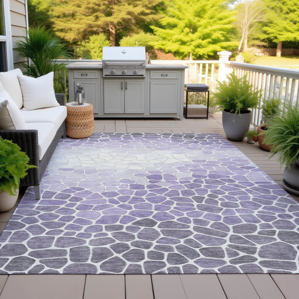 Machine Washable Indoor/Outdoor Chantille ACN2190 Purple 8' x 10' Rug