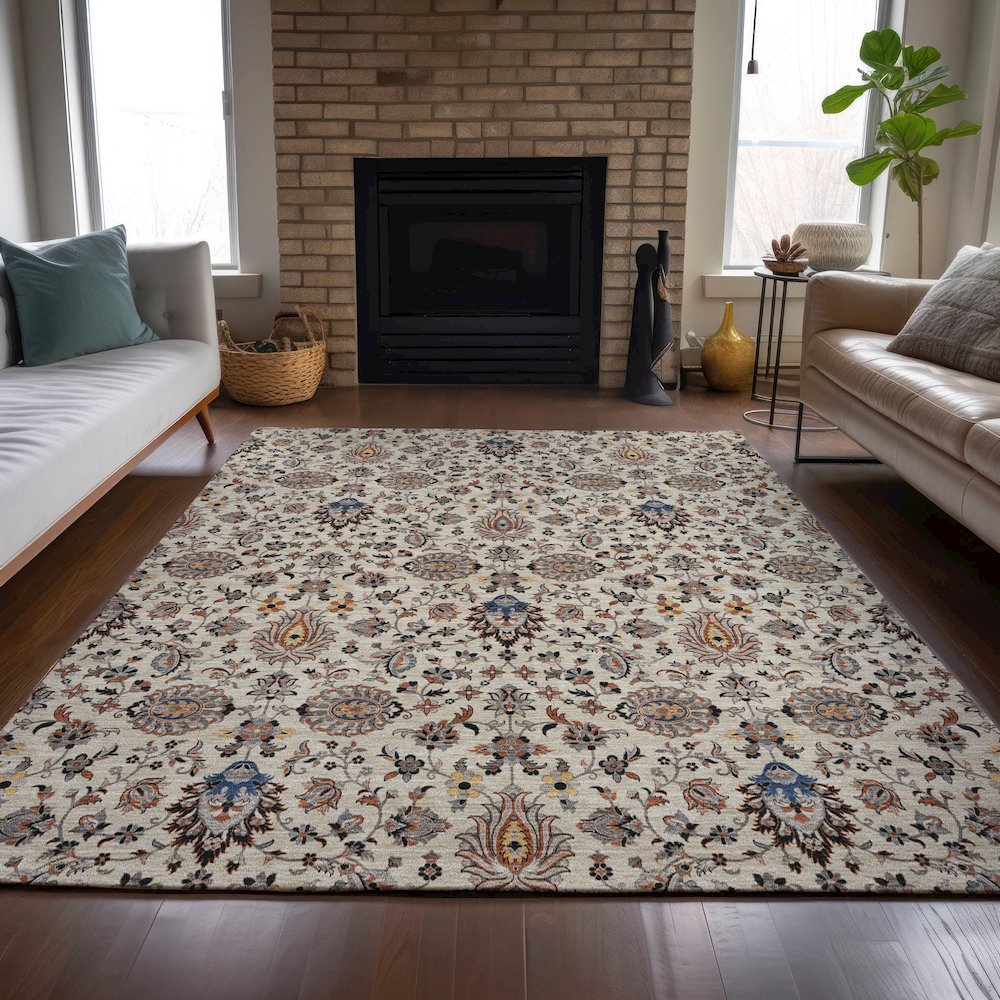 Machine Washable Indoor/Outdoor Chantille ACN2192 Beige 8' x 10' Rug