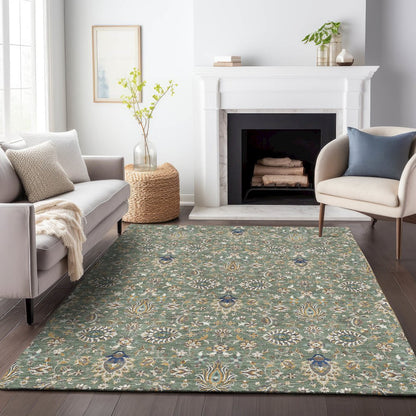 Machine Washable Indoor/Outdoor Chantille ACN2192 Green 8' x 10' Rug