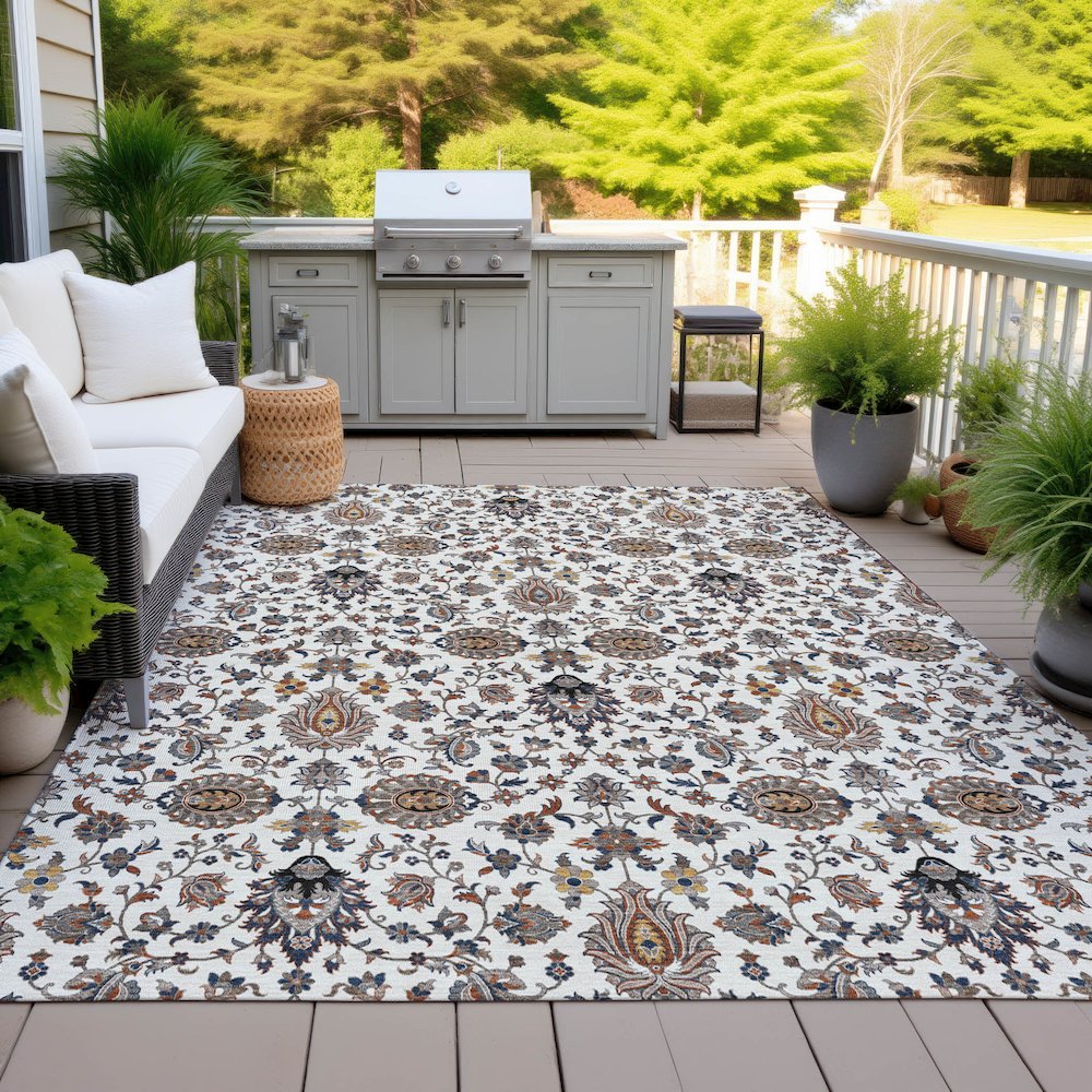 Machine Washable Indoor/Outdoor Chantille ACN2192 Ivory 8' x 10' Rug