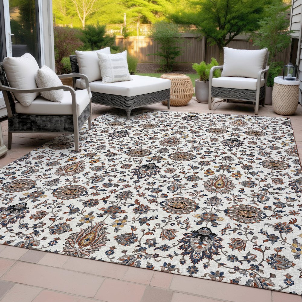 Machine Washable Indoor/Outdoor Chantille ACN2192 Ivory 8' x 10' Rug