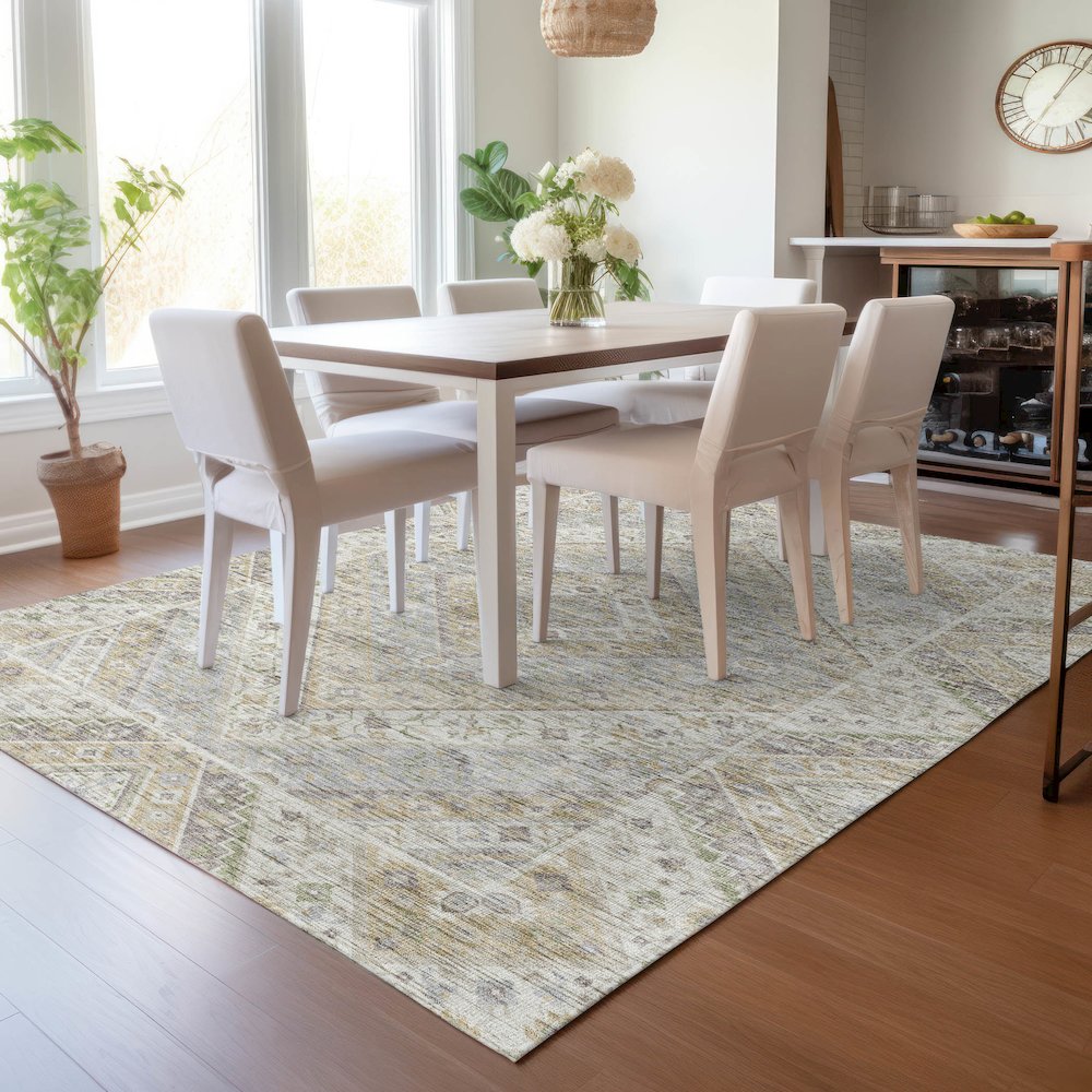 Machine Washable Indoor/Outdoor Chantille ACN2195 Ivory 8' x 10' Rug