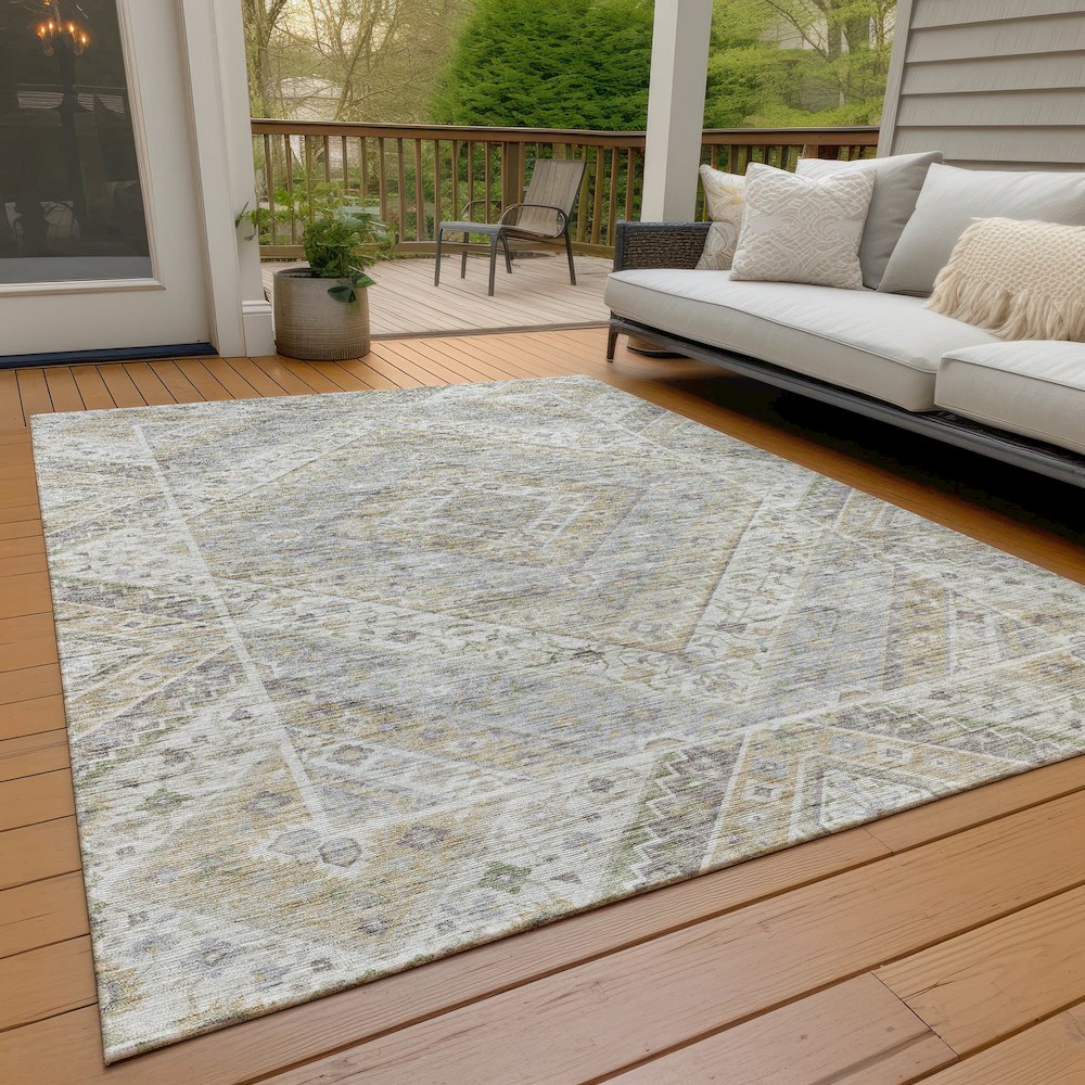Machine Washable Indoor/Outdoor Chantille ACN2195 Ivory 8' x 10' Rug