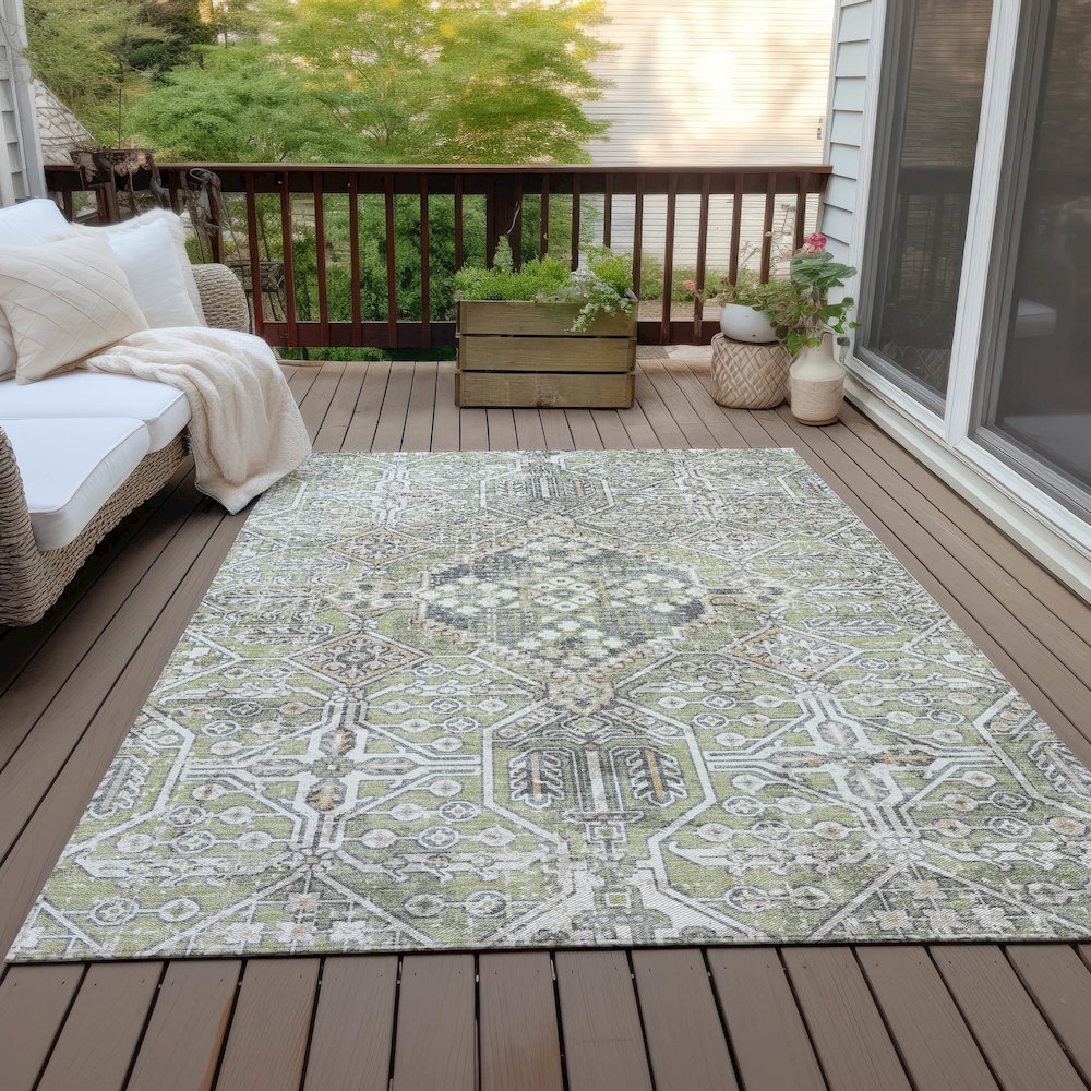 Machine Washable Indoor/Outdoor Chantille ACN2197 Aloe 8' x 10' Rug
