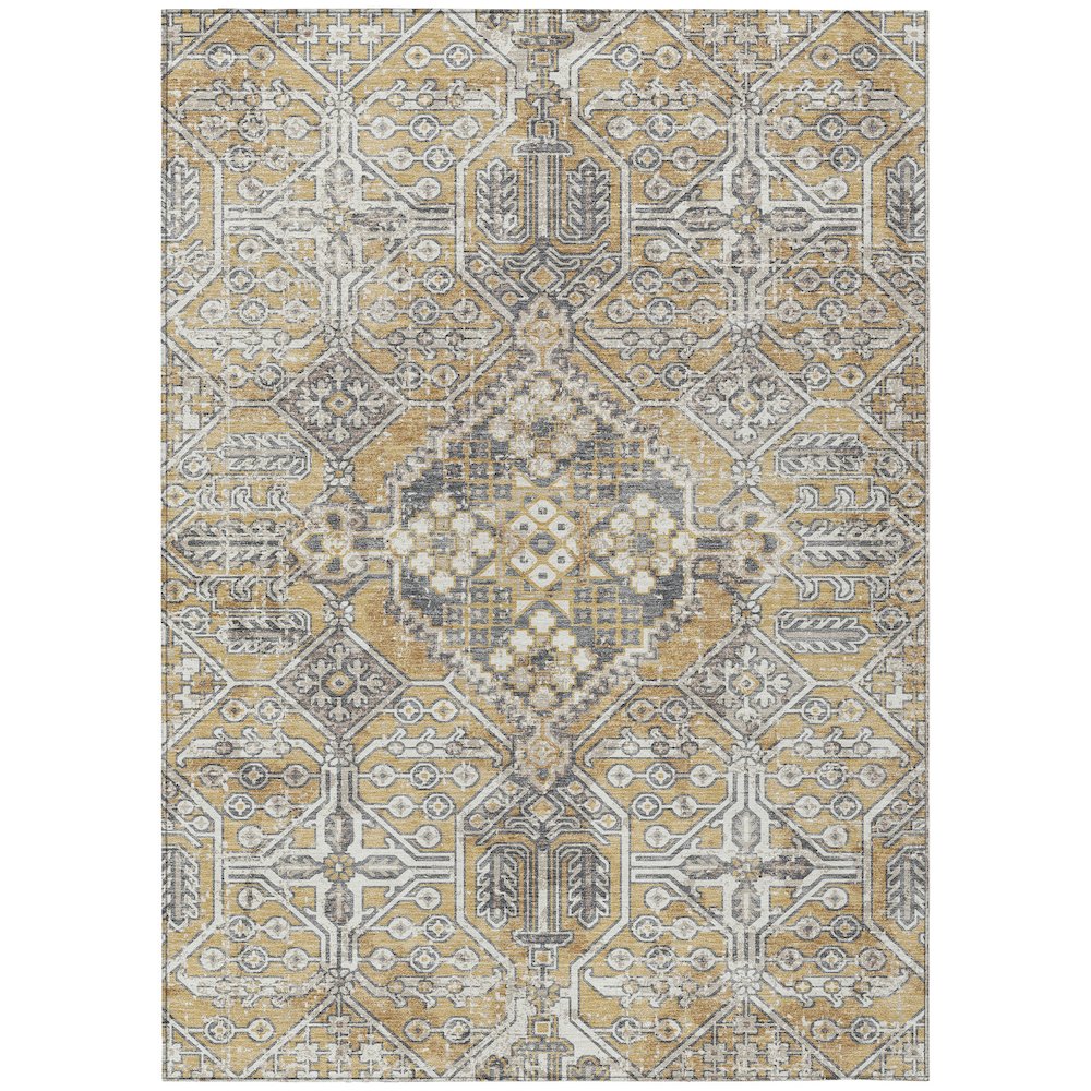 Machine Washable Indoor/Outdoor Chantille ACN2197 Gold 8' x 10' Rug
