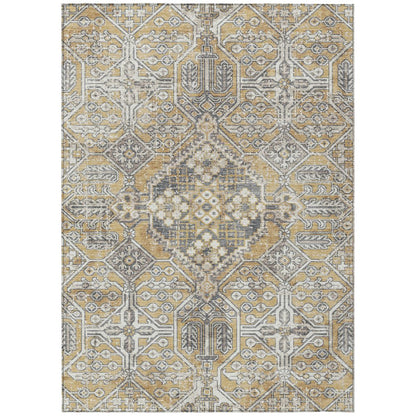 Machine Washable Indoor/Outdoor Chantille ACN2197 Gold 8' x 10' Rug