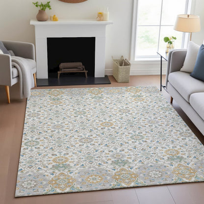Machine Washable Indoor/Outdoor Chantille ACN2199 Ivory 8' x 10' Rug