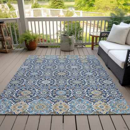 Machine Washable Indoor/Outdoor Chantille ACN2199 Navy 8' x 10' Rug