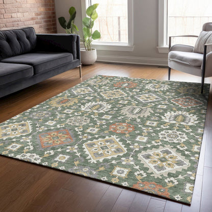 Machine Washable Indoor/Outdoor Chantille ACN2200 Green 8' x 10' Rug
