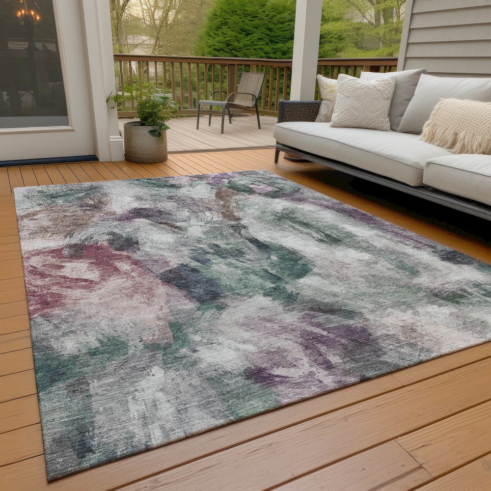 Machine Washable Indoor/Outdoor Chantille ACN2204 Green 8' x 10' Rug