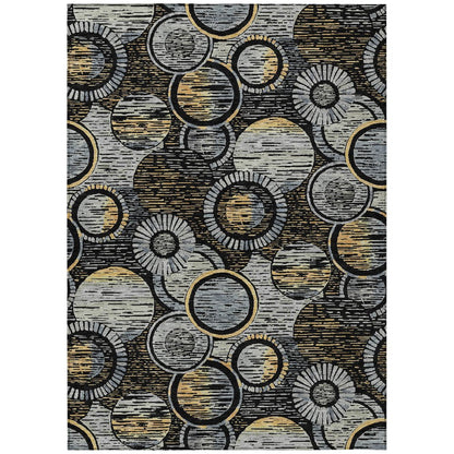 Machine Washable Indoor/Outdoor Chantille ACN2206 Black 8' x 10' Rug
