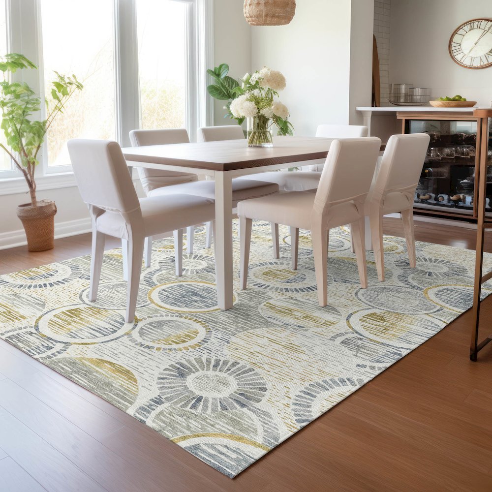 Machine Washable Indoor/Outdoor Chantille ACN2206 Ivory 8' x 10' Rug