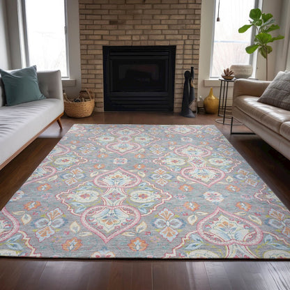 Machine Washable Indoor/Outdoor Chantille ACN2207 Gray 8' x 10' Rug