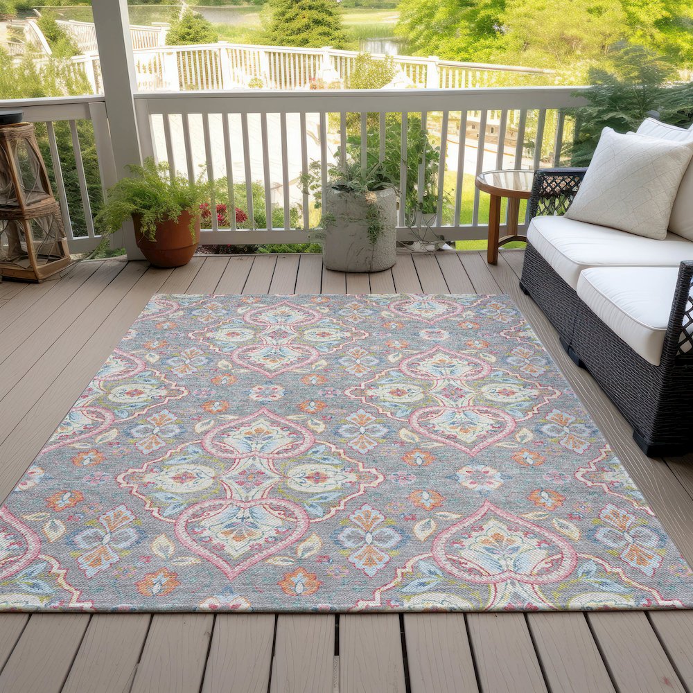 Machine Washable Indoor/Outdoor Chantille ACN2207 Gray 8' x 10' Rug